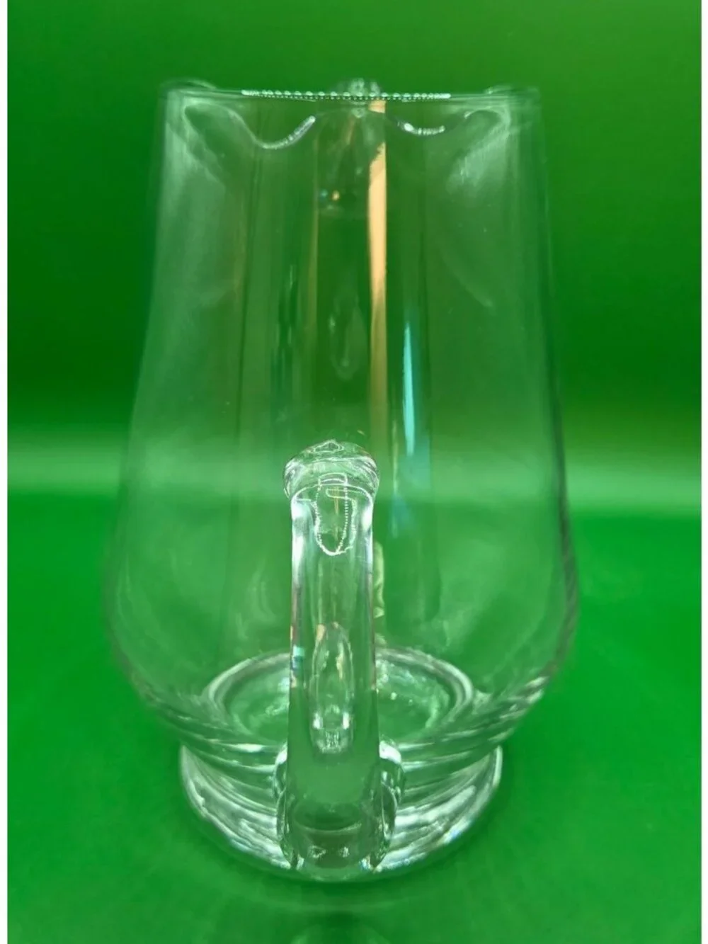 Vintage Clear Glass Pitcher Folded Ice Lip Spout Sangria Lemonade Punch Carafe